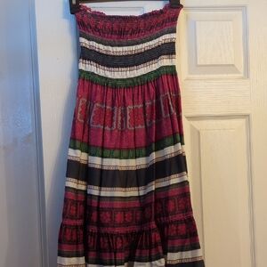 Colorful Boho Strapless Sundress EUC